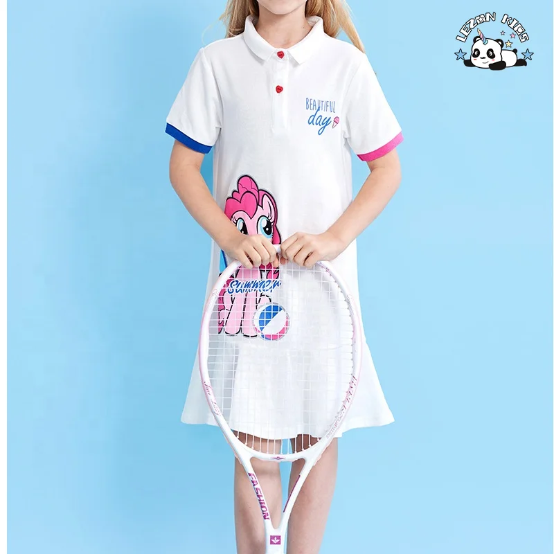 LEZONKIDS - Vestido de menina impresso com unicórnio de manga curta para crianças, vestido esportivo de verão para 2-12 anos